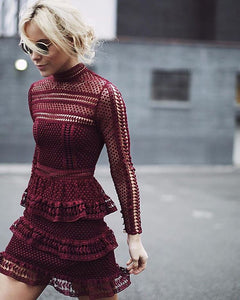 2016 autumn long sleeve red dress mini women dresses