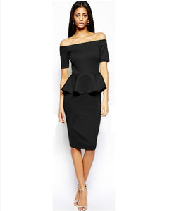 Women Dresses Hot Sale Slash Neck Short Sleeve Pencil Party Cocktail Sexy Women Dresses Size S M L XL XXL