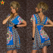 Load image into Gallery viewer, Bohemian Plus Size Casual Women Dresses 2019 Summer Style Print Deep V Silk Dress Backless Sexy Women Dresses Beach Style