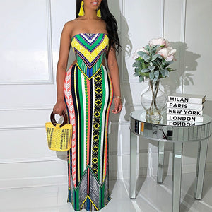 Vintage Digital Women Maxi Long Dresses Vacation Long Women Dresses