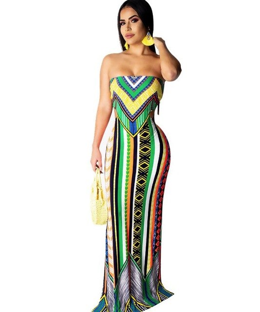 Vintage Digital Women Maxi Long Dresses Vacation Long Women Dresses